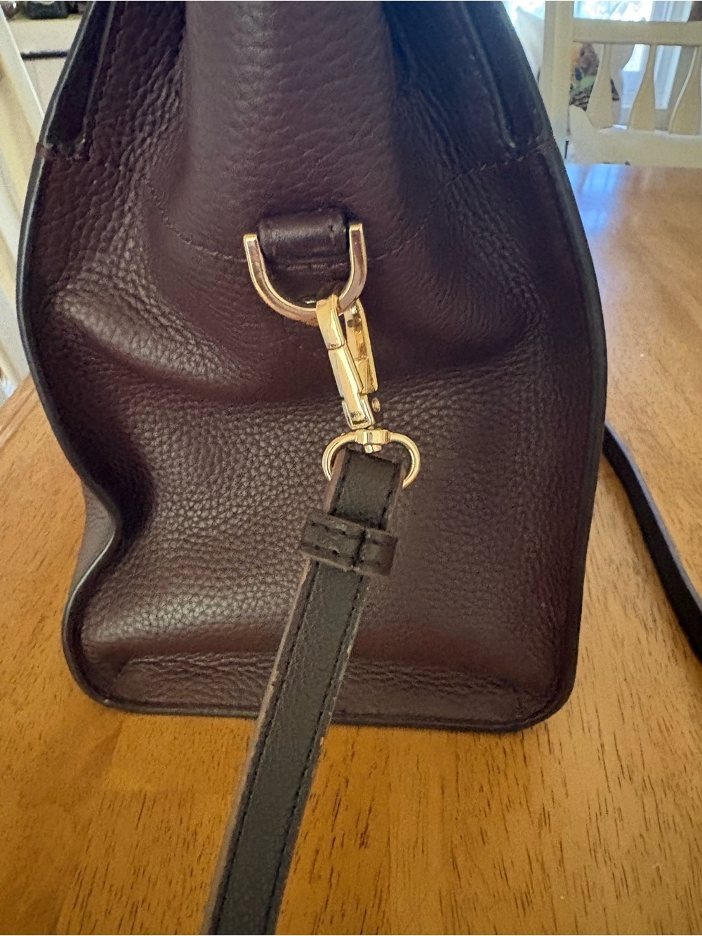 Michael Kors Dark Brown Leather Satchel with Gold Hardware - Picture 4 of 15